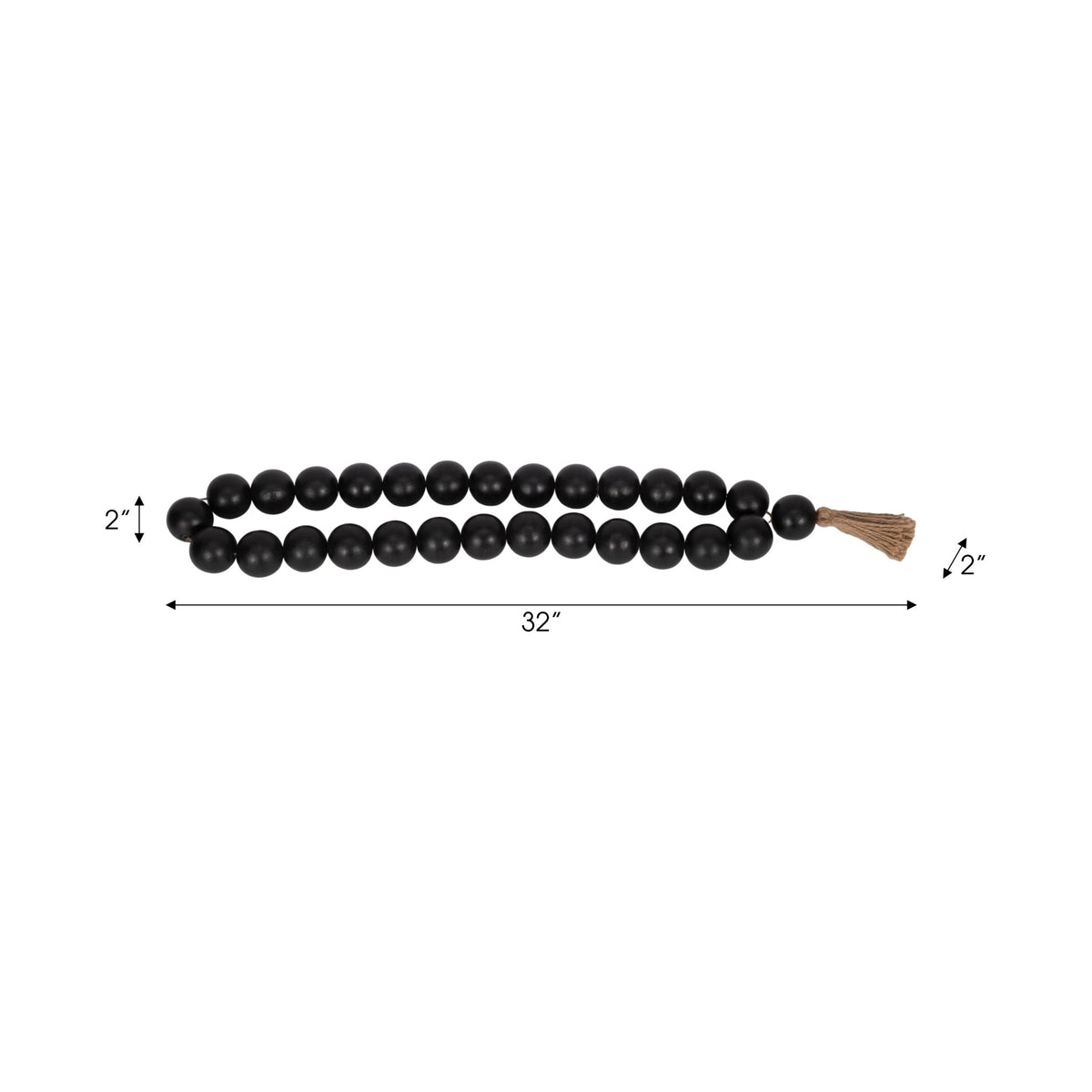 WOOD, 28" 2" DBL BEADED GARLAND W/ TASSEL, BLACK Table Decors| Sagebrook Home