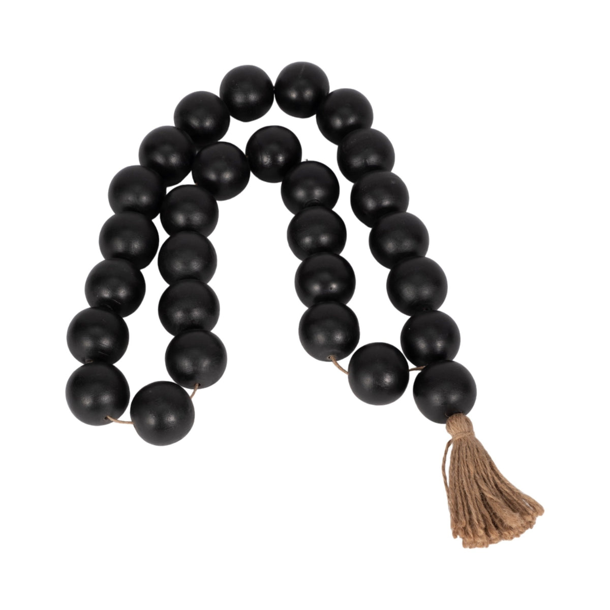 WOOD, 28" 2" DBL BEADED GARLAND W/ TASSEL, BLACK Table Decors| Sagebrook Home