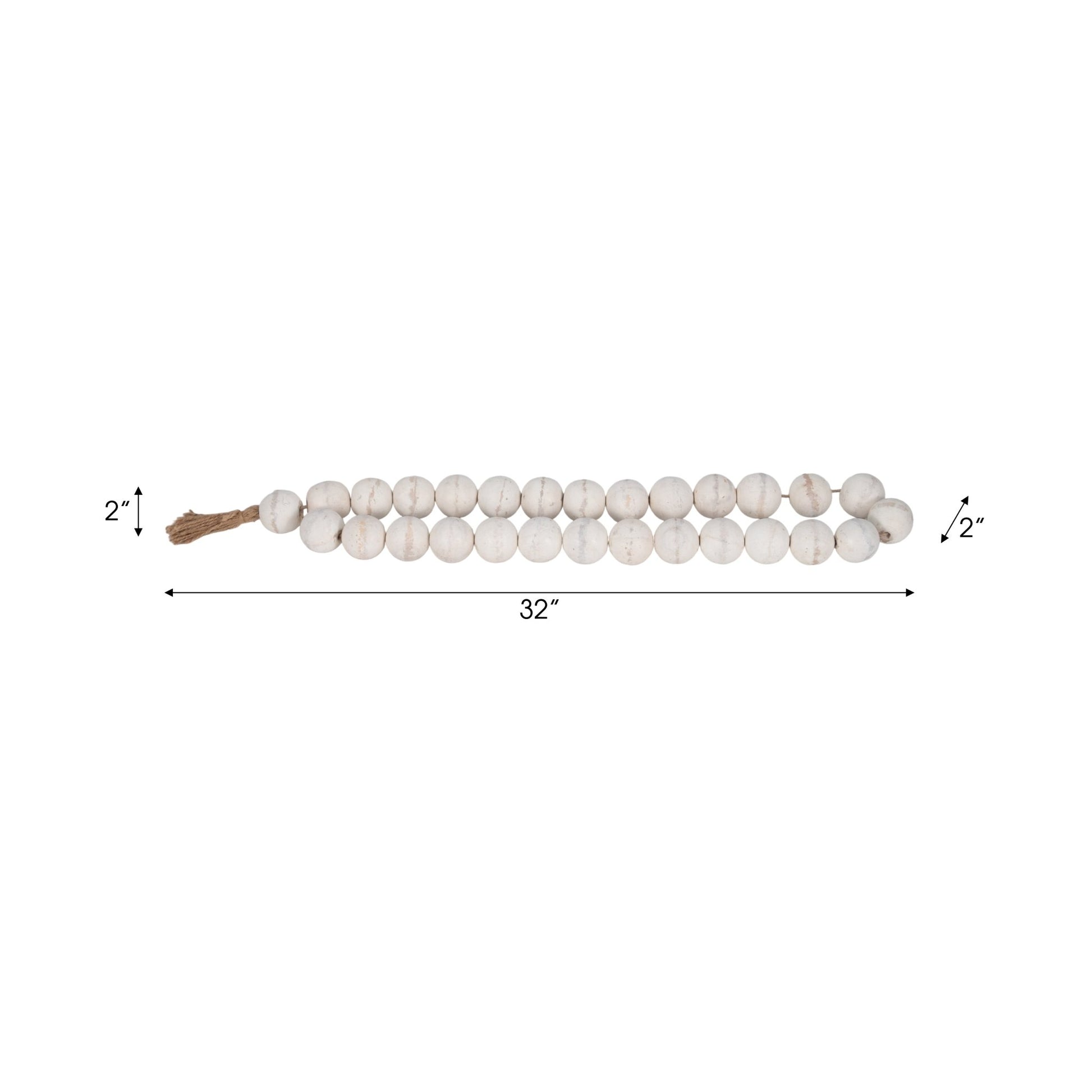 WOOD, 28" 2" DBL BEADED GARLAND W/ TASSEL, WHITE Table Decors| Sagebrook Home