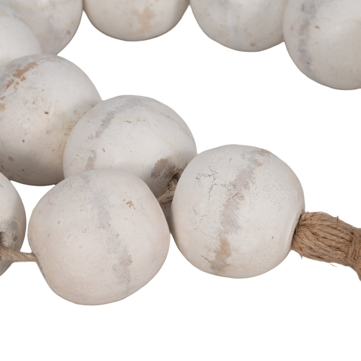 WOOD, 28" 2" DBL BEADED GARLAND W/ TASSEL, WHITE Table Decors| Sagebrook Home