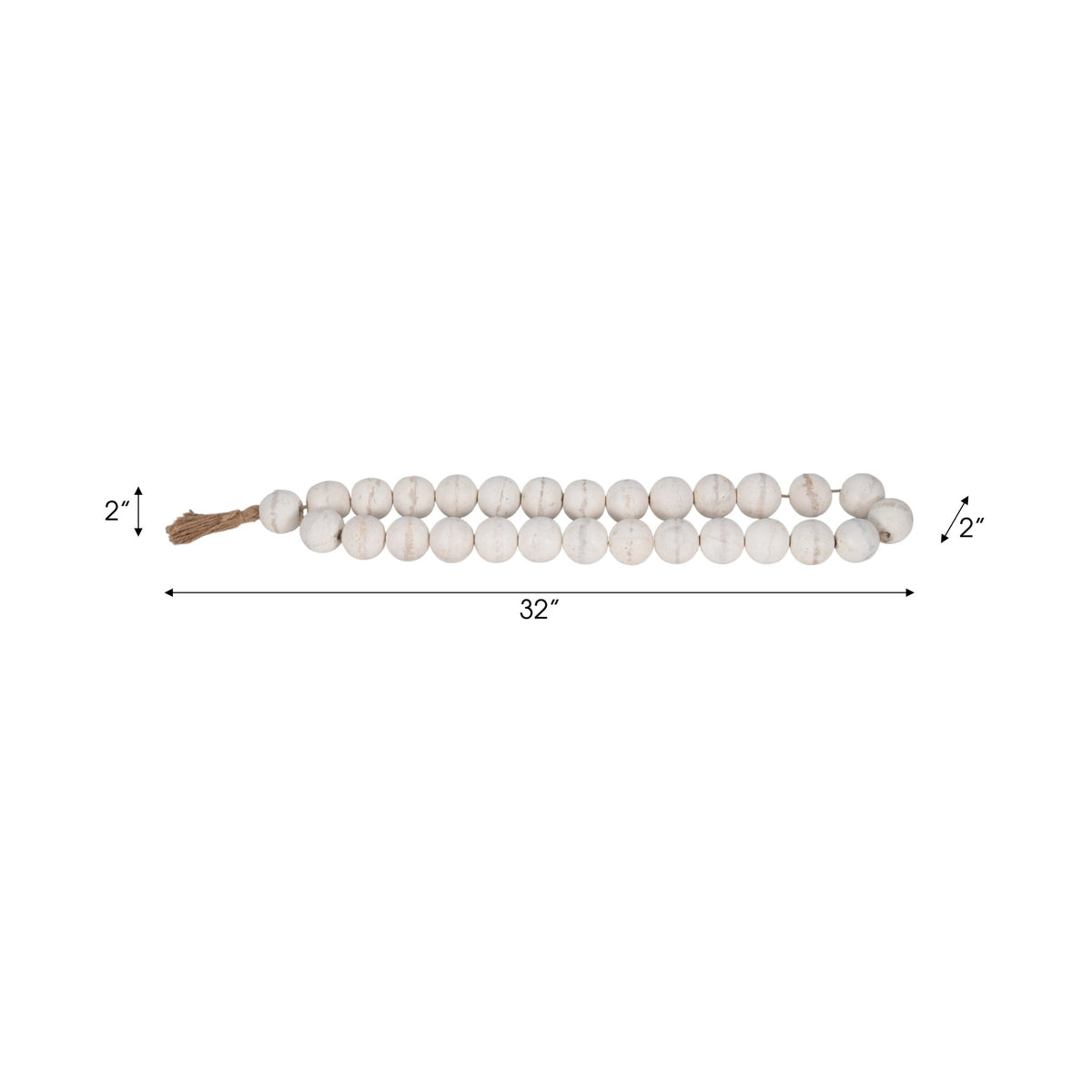WOOD, 28" 2" DBL BEADED GARLAND W/ TASSEL, WHITE Table Decors| Sagebrook Home