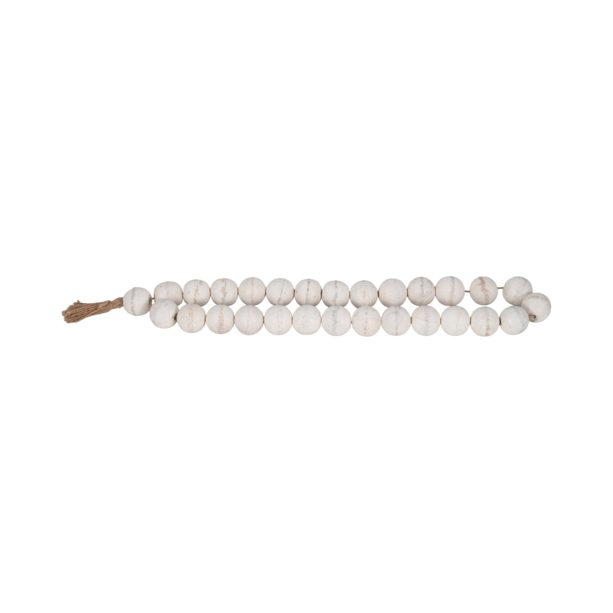 WOOD, 28" 2" DBL BEADED GARLAND W/ TASSEL, WHITE Table Decors| Sagebrook Home