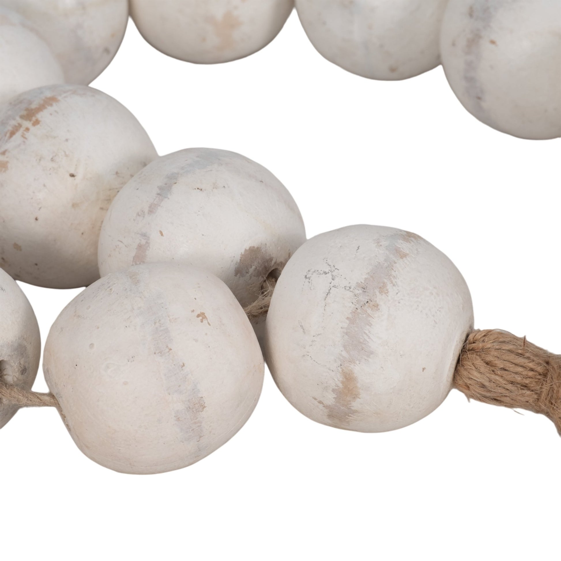 WOOD, 28" 2" DBL BEADED GARLAND W/ TASSEL, WHITE Table Decors| Sagebrook Home