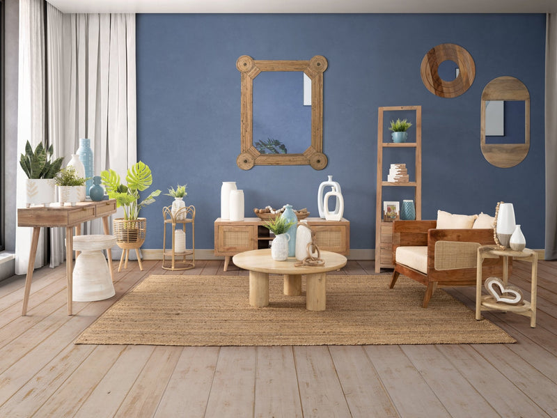 WOOD, 34"LX18"W OVAL MIRROR, BROWN - Al Rugaib Furniture