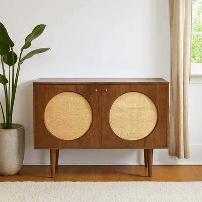 WOOD, 39"L 2 - DOOR SIDEBOARD, BROWN KD - Al Rugaib Furniture