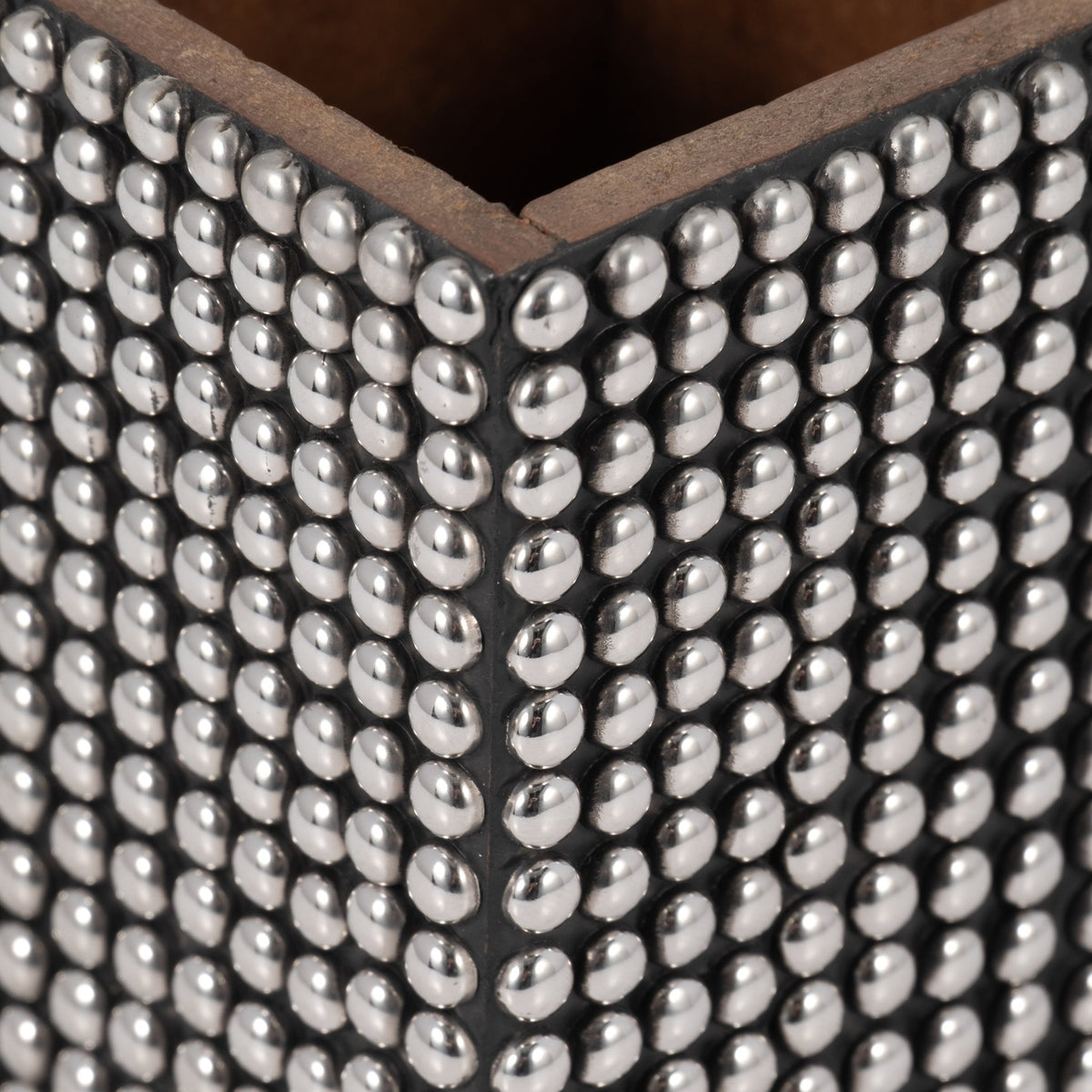 WOOD, 4" STUDDED PENCIL CUP, SILVER/BLACK Table Decors| Sagebrook Home