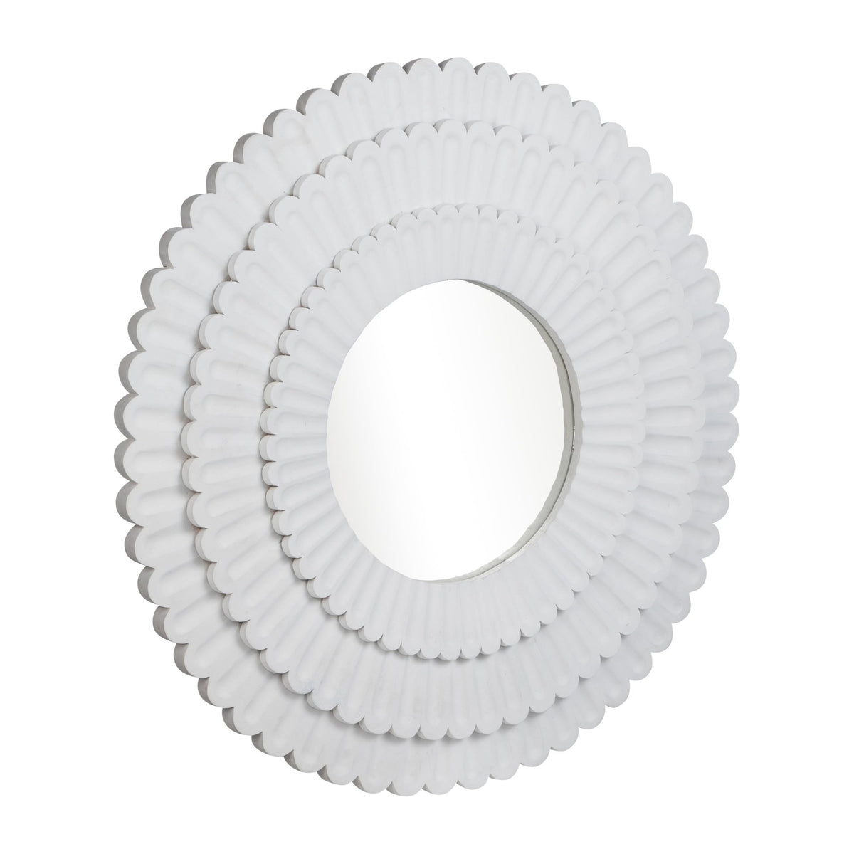 WOOD, 48" FLOWER MIRROR, WHITE Mirrors| Sagebrook Home