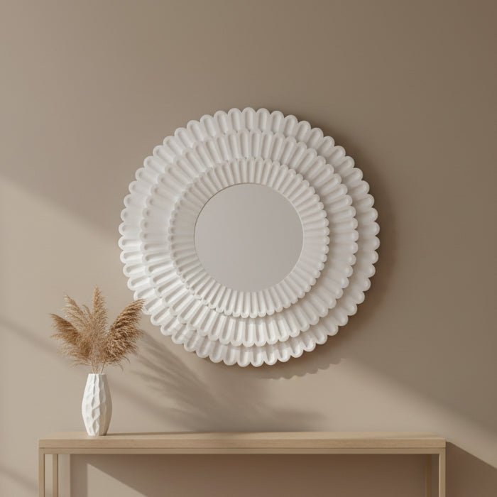 WOOD, 48" FLOWER MIRROR, WHITE Mirrors| Sagebrook Home