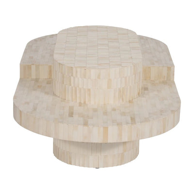 WOOD, 49" CARVED INLAY COFFEE TABLE, NATURAL - Al Rugaib Furniture