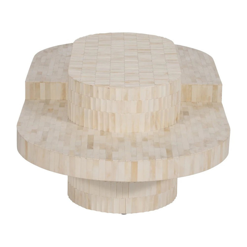 WOOD, 49" CARVED INLAY COFFEE TABLE, NATURAL - Al Rugaib Furniture