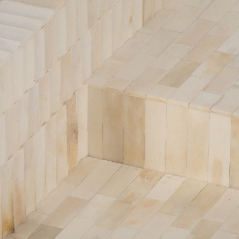 WOOD, 49" CARVED INLAY COFFEE TABLE, NATURAL - Al Rugaib Furniture