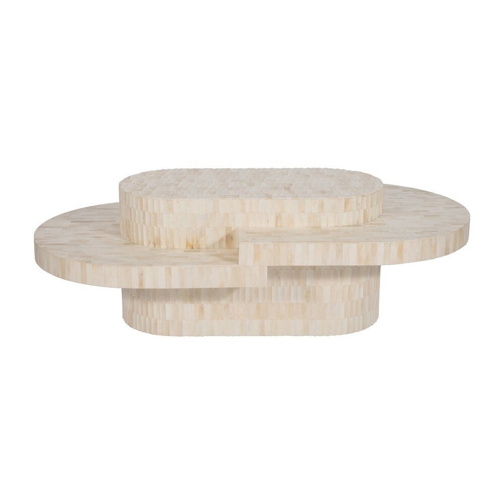 WOOD, 49" CARVED INLAY COFFEE TABLE, NATURAL Coffee Tables| Sagebrook Home