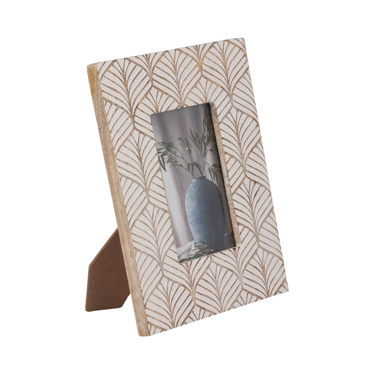 WOOD, 4X6 ART DECO PHOTO FRAME, NATURAL/WHITE Photo Frames| Sagebrook Home