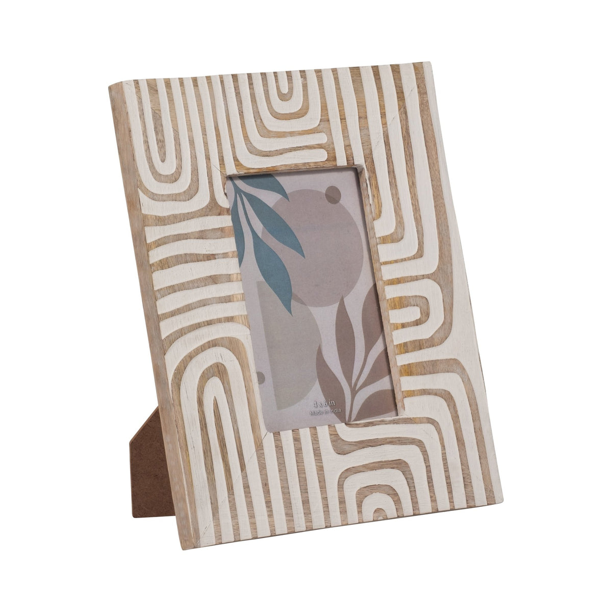 WOOD, 4X6 MODERN CURVES PHOTO FRAME, NATURAL/WHITE Photo Frames| Sagebrook Home