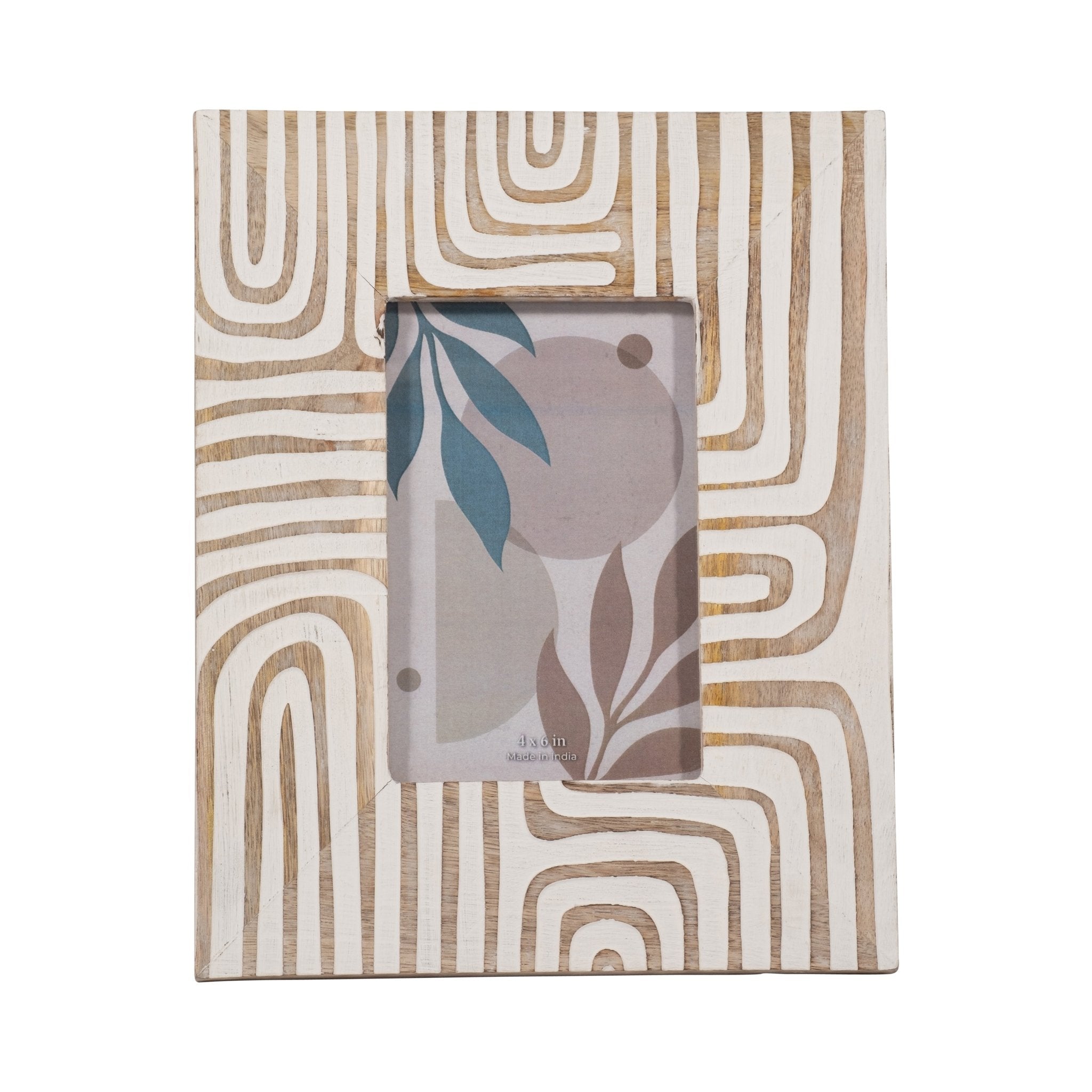 WOOD, 4X6 MODERN CURVES PHOTO FRAME, NATURAL/WHITE Photo Frames| Sagebrook Home