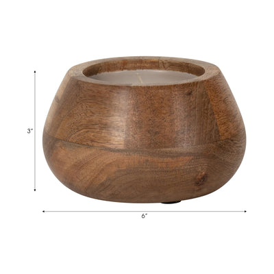 WOOD, 6" 10 OZ MODERN BOWL SCENTED CANDLE, NATURAL - Al Rugaib Furniture