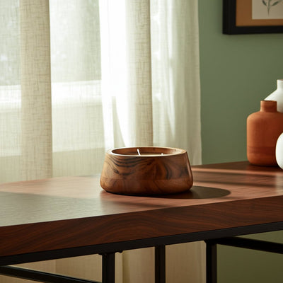 WOOD, 6" 11 OZ BOWL SCENTED CANDLE, NATURAL - Al Rugaib Furniture