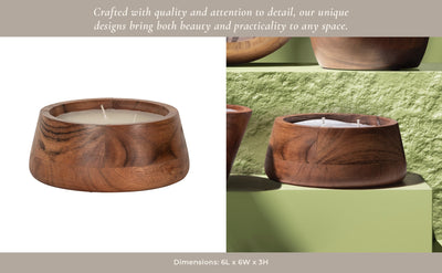 WOOD, 6" 11 OZ BOWL SCENTED CANDLE, NATURAL - Al Rugaib Furniture