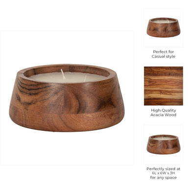 WOOD, 6" 11 OZ BOWL SCENTED CANDLE, NATURAL - Al Rugaib Furniture