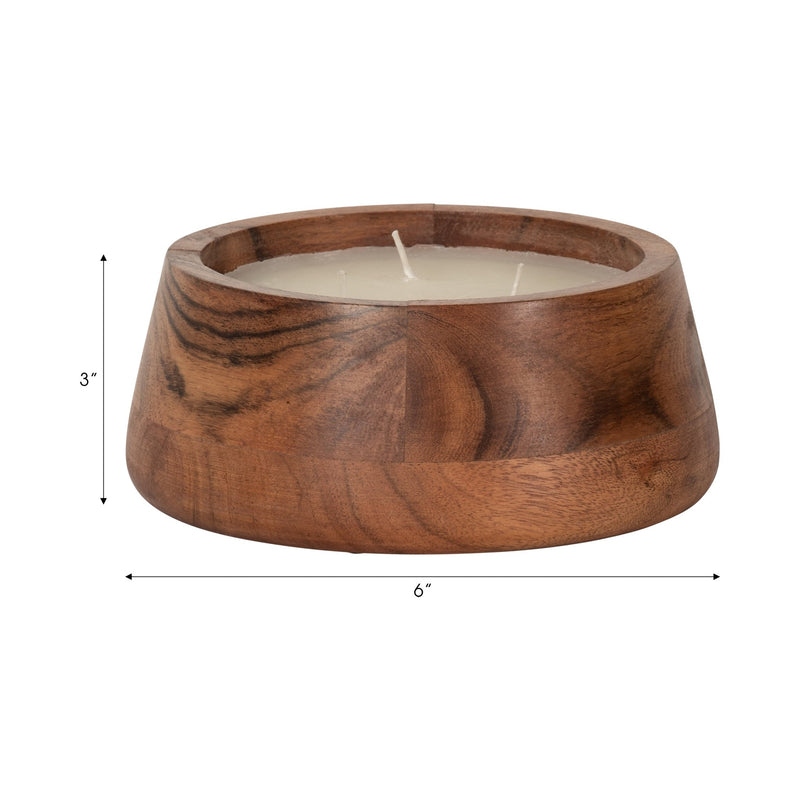 WOOD, 6" 11 OZ BOWL SCENTED CANDLE, NATURAL - Al Rugaib Furniture