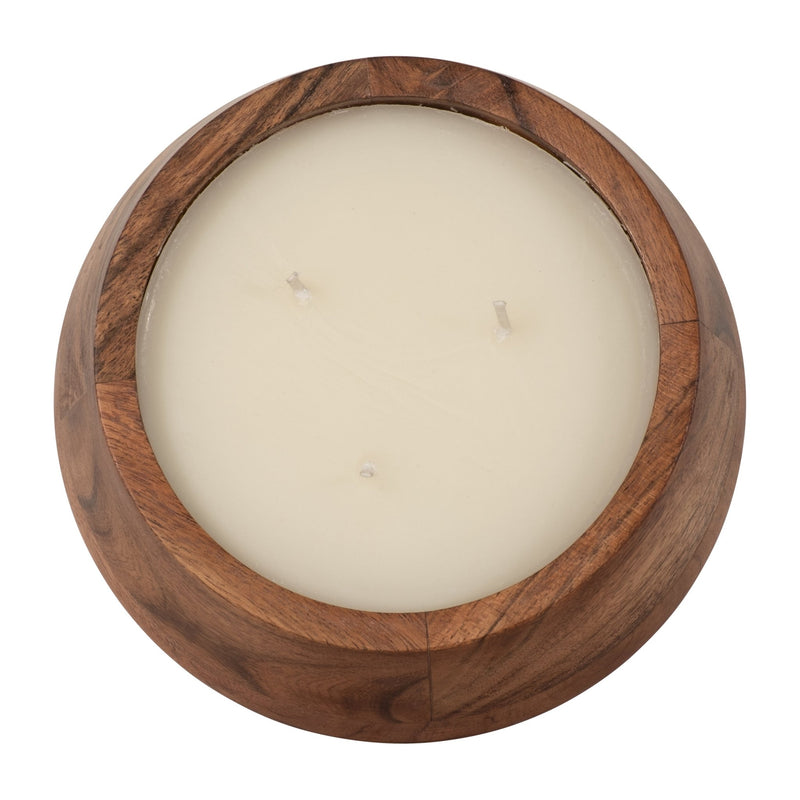 WOOD, 6" 11 OZ BOWL SCENTED CANDLE, NATURAL - Al Rugaib Furniture