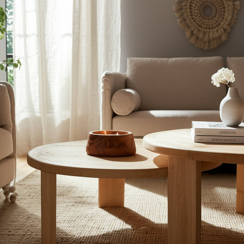 WOOD, 6" 11 OZ BOWL SCENTED CANDLE, NATURAL - Al Rugaib Furniture