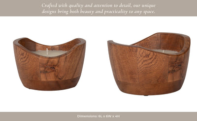WOOD, 6" 17 OZ CURVY BOWL SCENTED CANDLE, NATURAL - Al Rugaib Furniture