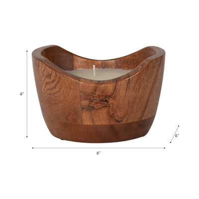 WOOD, 6" 17 OZ CURVY BOWL SCENTED CANDLE, NATURAL - Al Rugaib Furniture