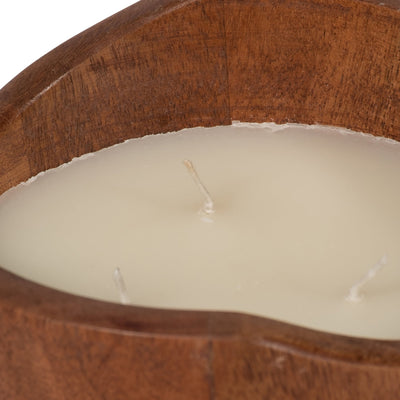 WOOD, 6" 17 OZ CURVY BOWL SCENTED CANDLE, NATURAL - Al Rugaib Furniture