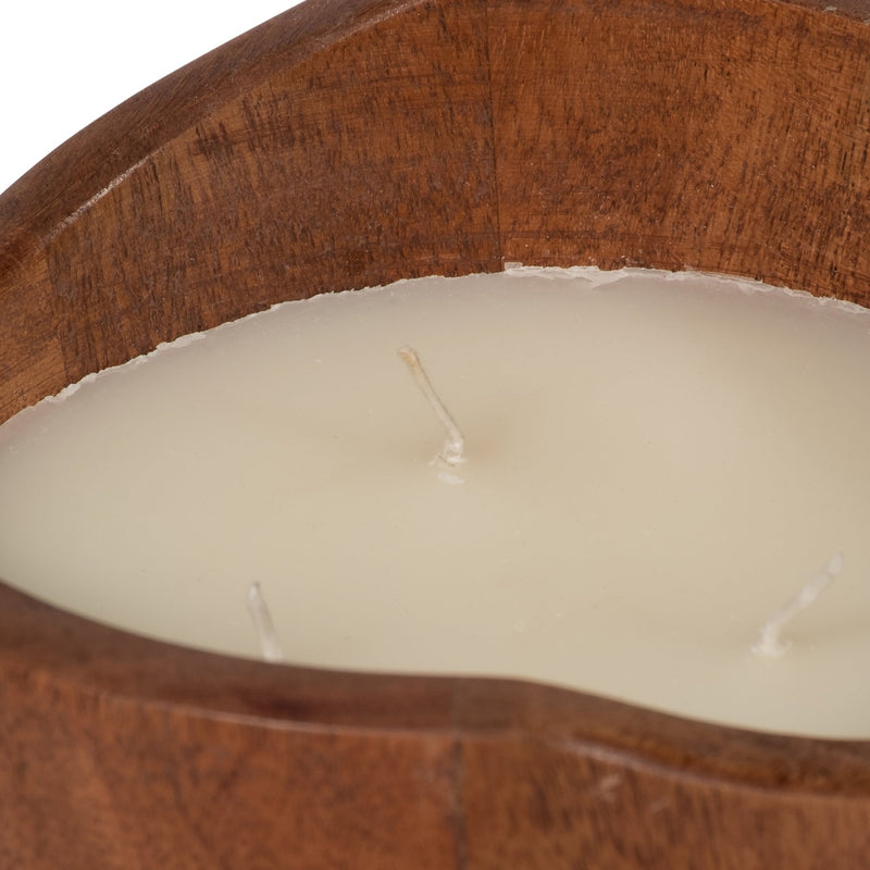 WOOD, 6" 17 OZ CURVY BOWL SCENTED CANDLE, NATURAL - Al Rugaib Furniture
