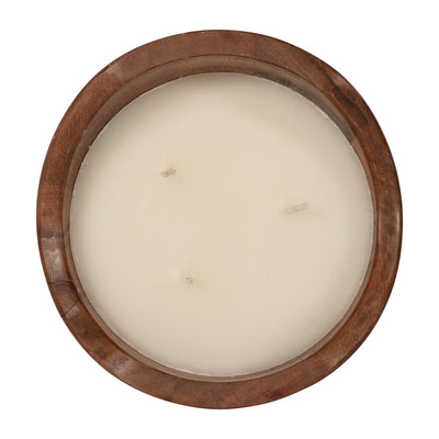 WOOD, 6" 17 OZ CURVY BOWL SCENTED CANDLE, NATURAL - Al Rugaib Furniture