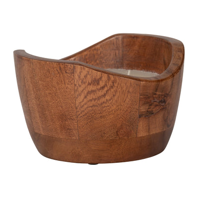 WOOD, 6" 17 OZ CURVY BOWL SCENTED CANDLE, NATURAL - Al Rugaib Furniture