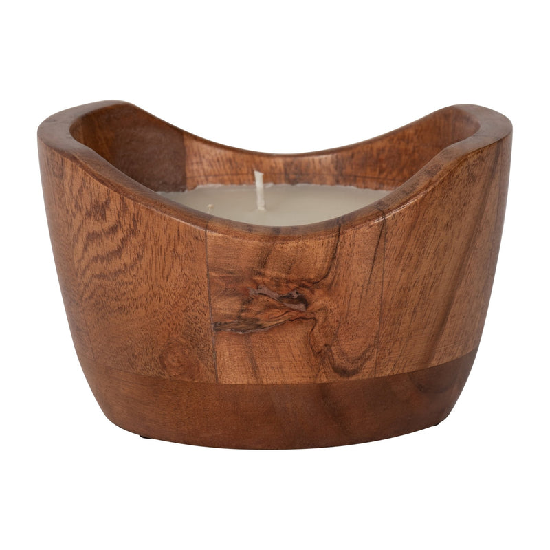 WOOD, 6" 17 OZ CURVY BOWL SCENTED CANDLE, NATURAL - Al Rugaib Furniture