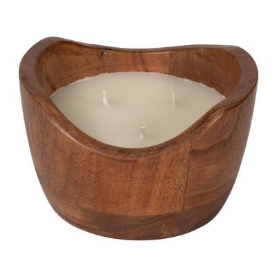 WOOD, 6" 17 OZ CURVY BOWL SCENTED CANDLE, NATURAL - Al Rugaib Furniture