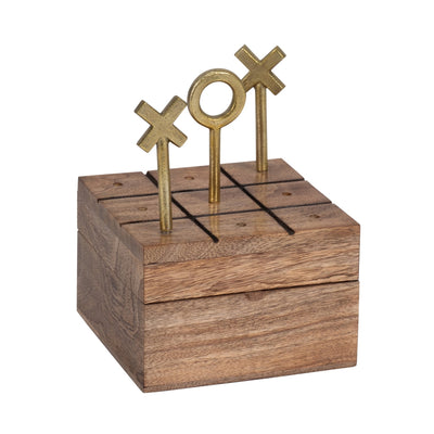 Wood, 6" Tic Tac Toe, Brown/gold - Al Rugaib Furniture
