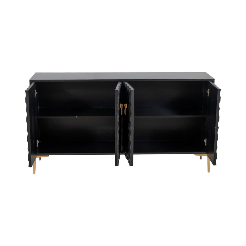 WOOD, 65X35 CONSOLE CABINET, BLK/GLD, KD - Al Rugaib Furniture