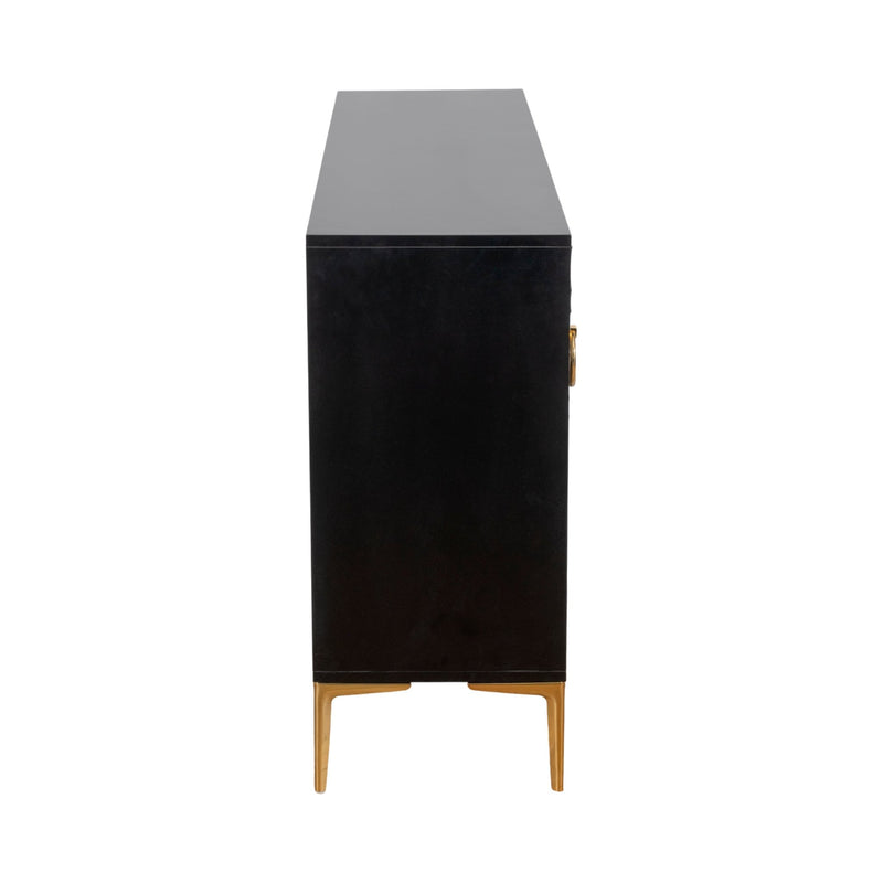 WOOD, 65X35 CONSOLE CABINET, BLK/GLD, KD - Al Rugaib Furniture