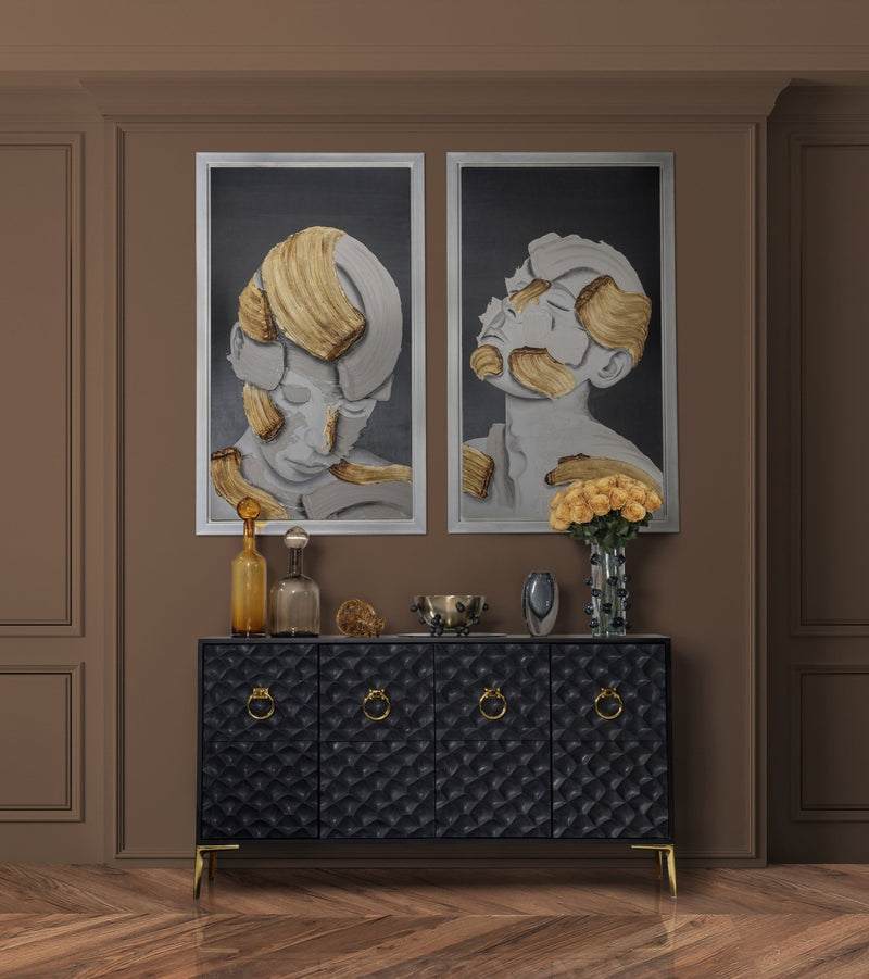 WOOD, 65X35 CONSOLE CABINET, BLK/GLD, KD - Al Rugaib Furniture