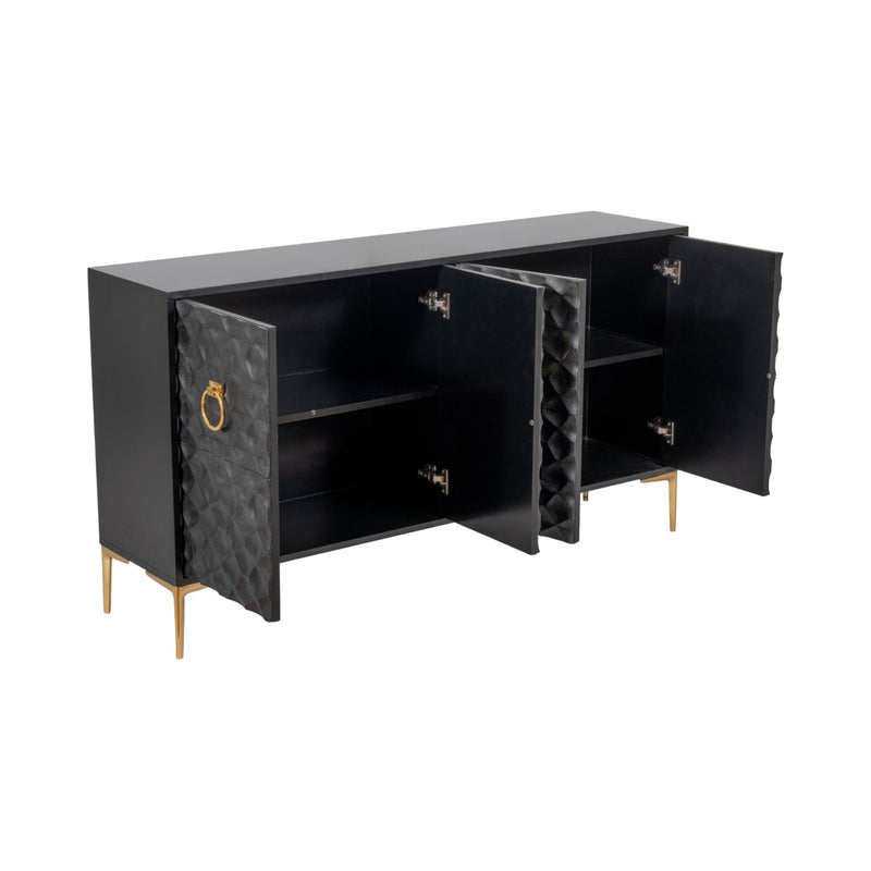 WOOD, 65X35 CONSOLE CABINET, BLK/GLD, KD - Al Rugaib Furniture