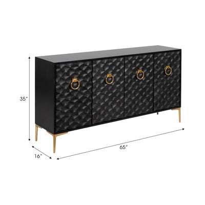 WOOD, 65X35 CONSOLE CABINET, BLK/GLD, KD - Al Rugaib Furniture