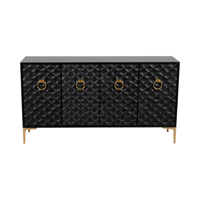 WOOD, 65X35 CONSOLE CABINET, BLK/GLD, KD - Al Rugaib Furniture
