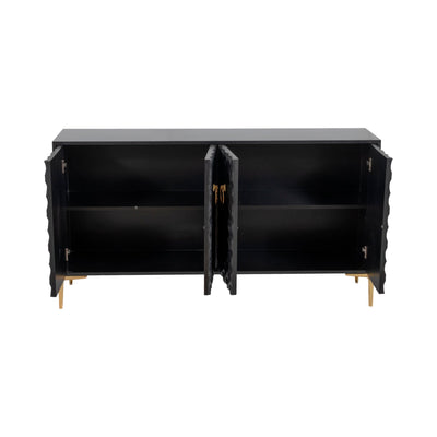 WOOD, 65X35 CONSOLE CABINET, BLK/GLD, KD - Al Rugaib Furniture