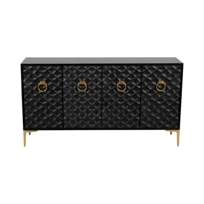 WOOD, 65X35 CONSOLE CABINET, BLK/GLD, KD - Al Rugaib Furniture