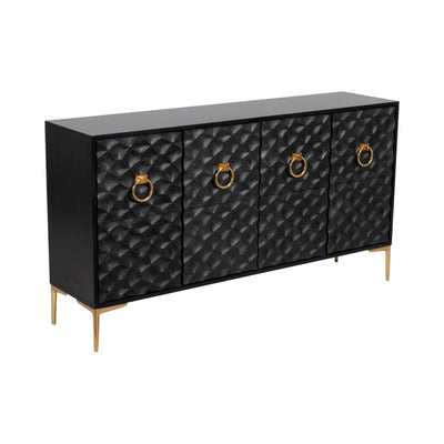 WOOD, 65X35 CONSOLE CABINET, BLK/GLD, KD - Al Rugaib Furniture