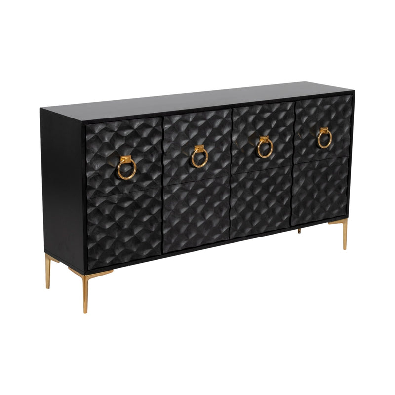WOOD, 65X35 CONSOLE CABINET, BLK/GLD, KD - Al Rugaib Furniture