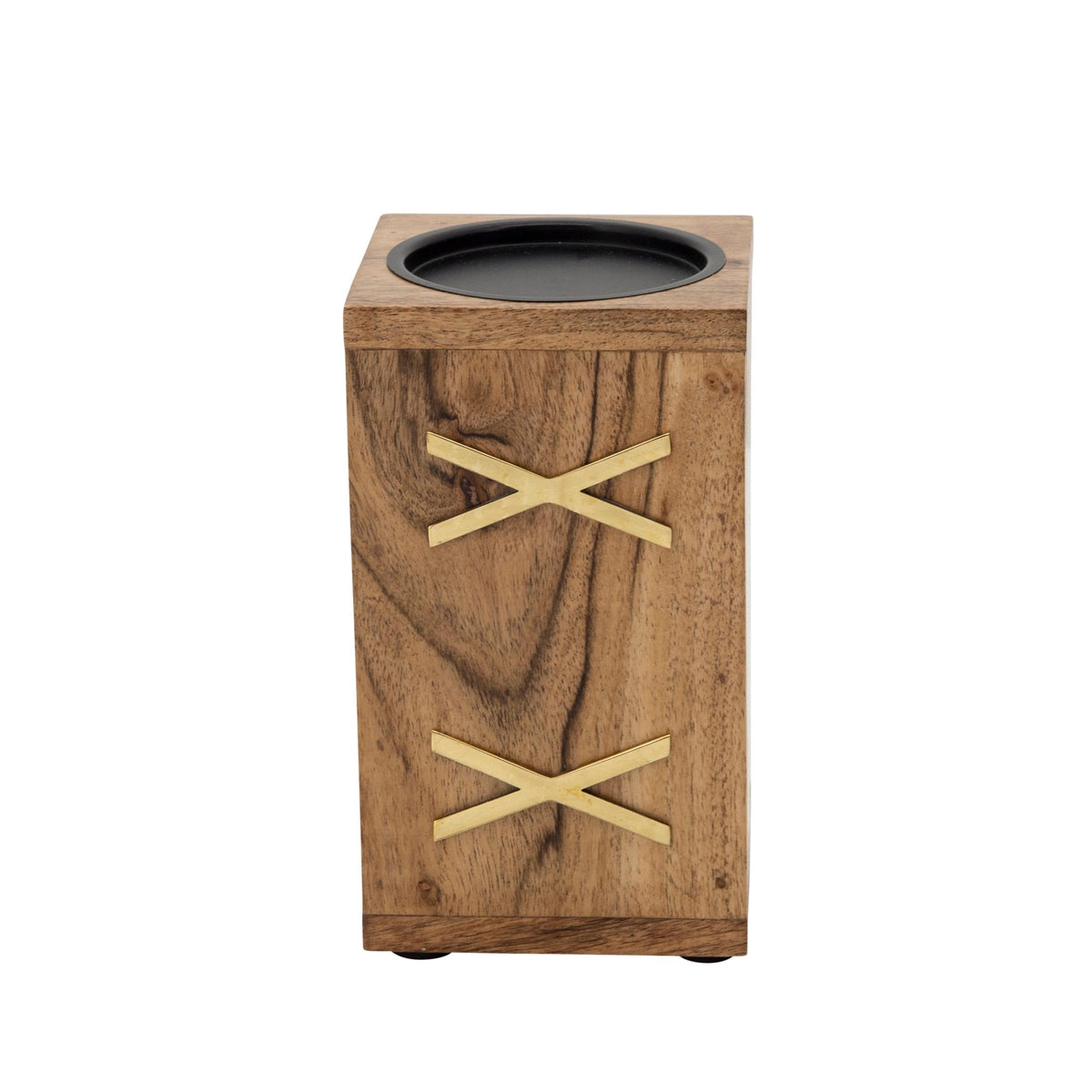 WOOD 7" PILLAR HOLDER, BROWN Candle Holders| Sagebrook Home