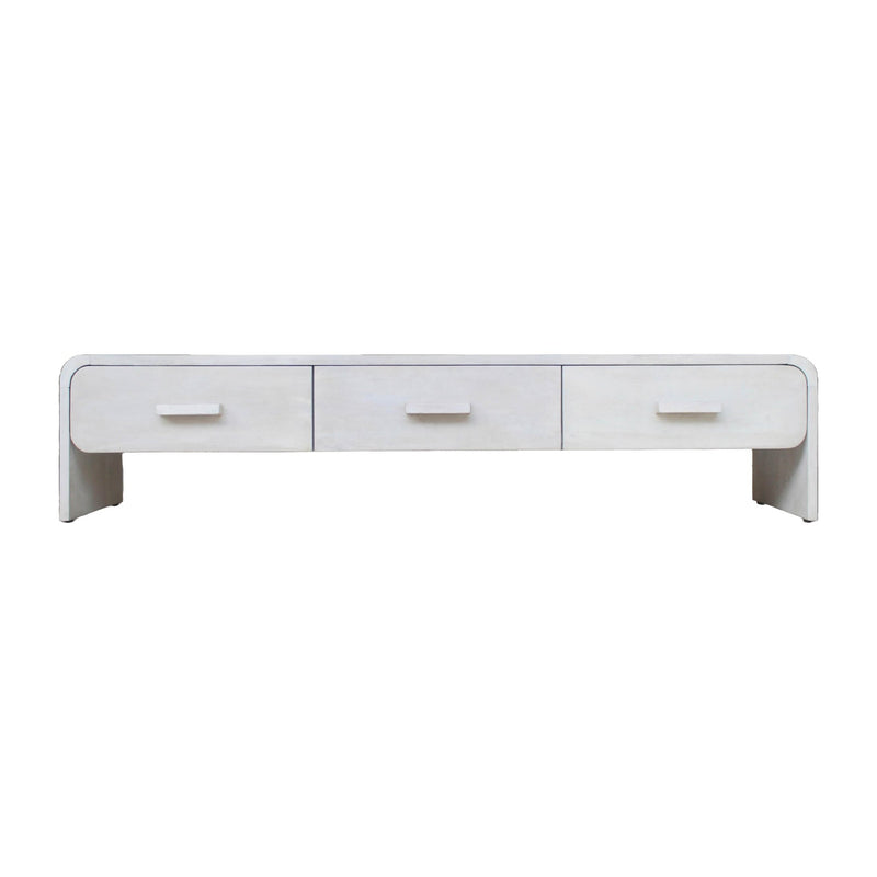 WOOD, 71"L MEDIA STAND W/ 3 DRAWERS, WHITEWASH - Al Rugaib Furniture