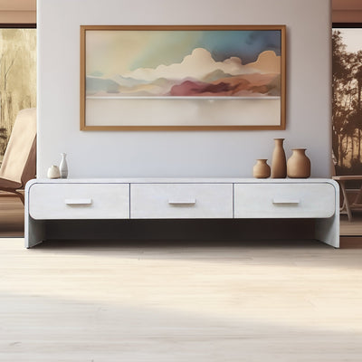 WOOD, 71"L MEDIA STAND W/ 3 DRAWERS, WHITEWASH - Al Rugaib Furniture