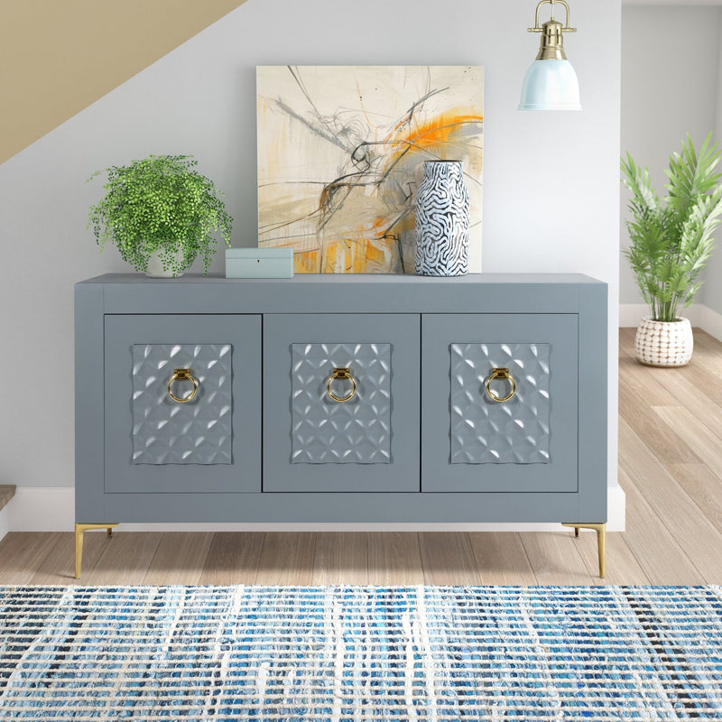 WOOD, 78X39 CONSOLE CABINET, GRAY/GLD, KD - Al Rugaib Furniture