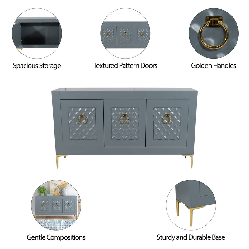 WOOD, 78X39 CONSOLE CABINET, GRAY/GLD, KD - Al Rugaib Furniture